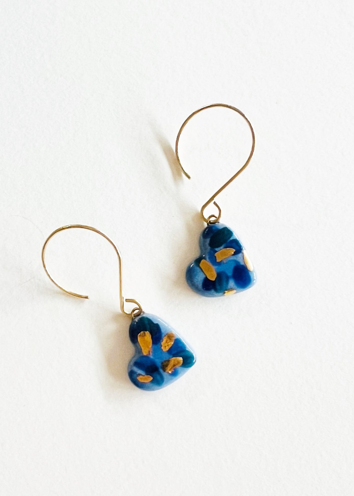 Heart Drop Earrings (Blue)