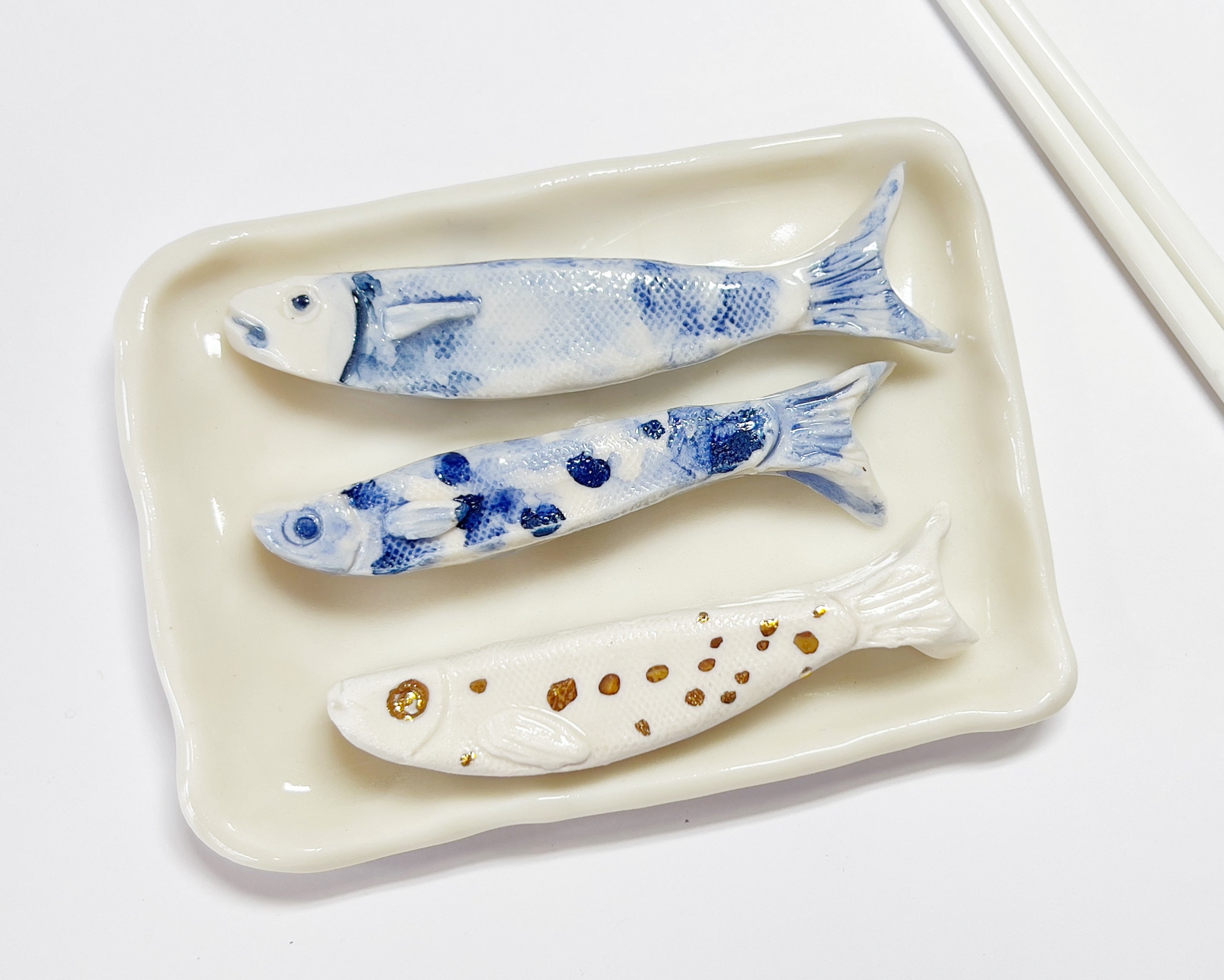 Porcelain Sardine Chopstick Rests Set