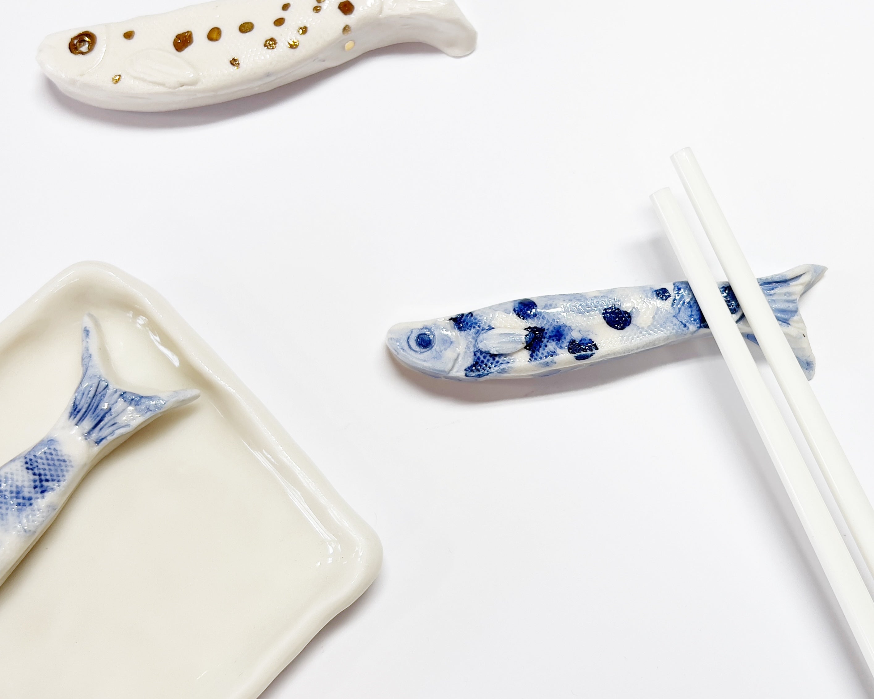 Porcelain Sardine Chopstick Rests Set
