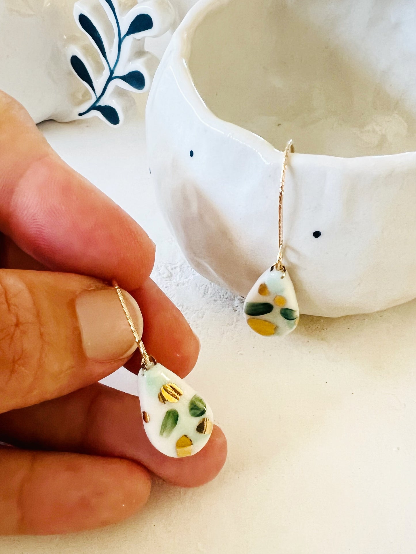 Green Droplet Earrings