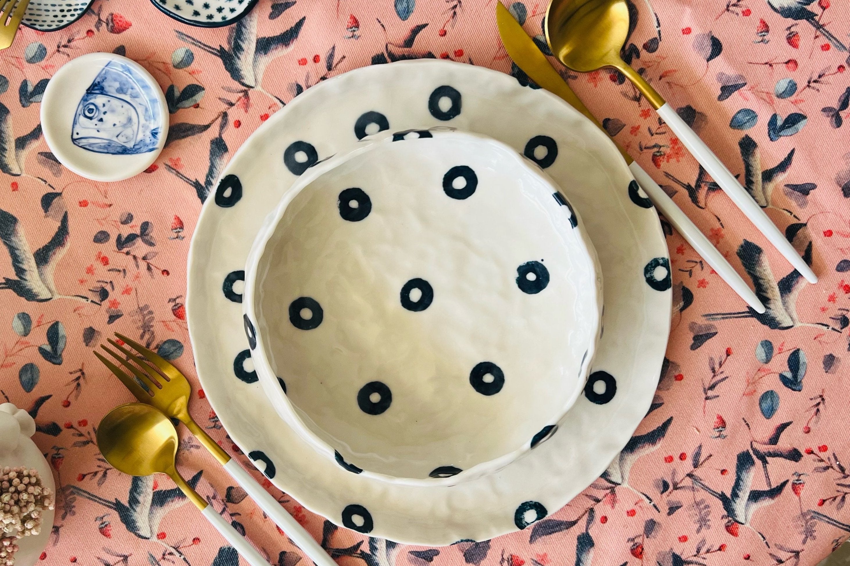 Blue Night Dots (Dinner Plate)