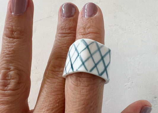 Blue Grid Ring