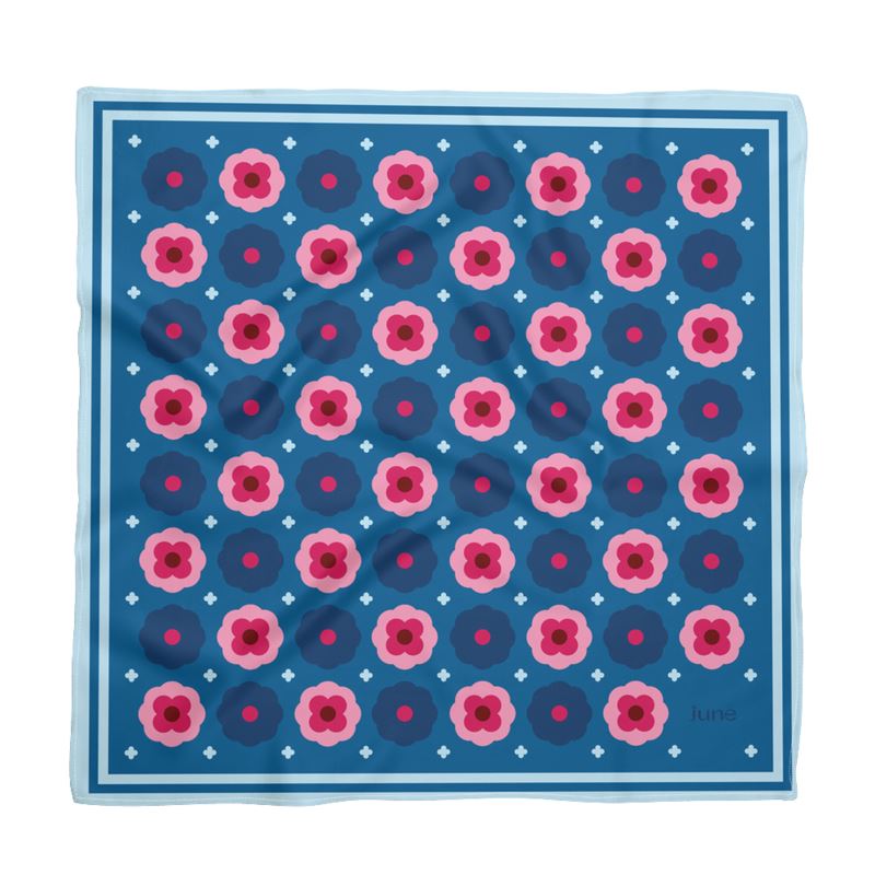 Loly - Silk Scarf in blue and pink